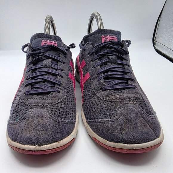 Asics Onitsuka Tiger Rio Runner Low Top Trainers Womens Size 7 Black Pink Shoes - Picture 2 of 13